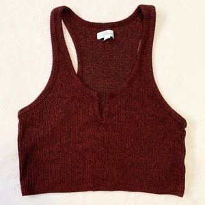 Burgundy crop pajama top